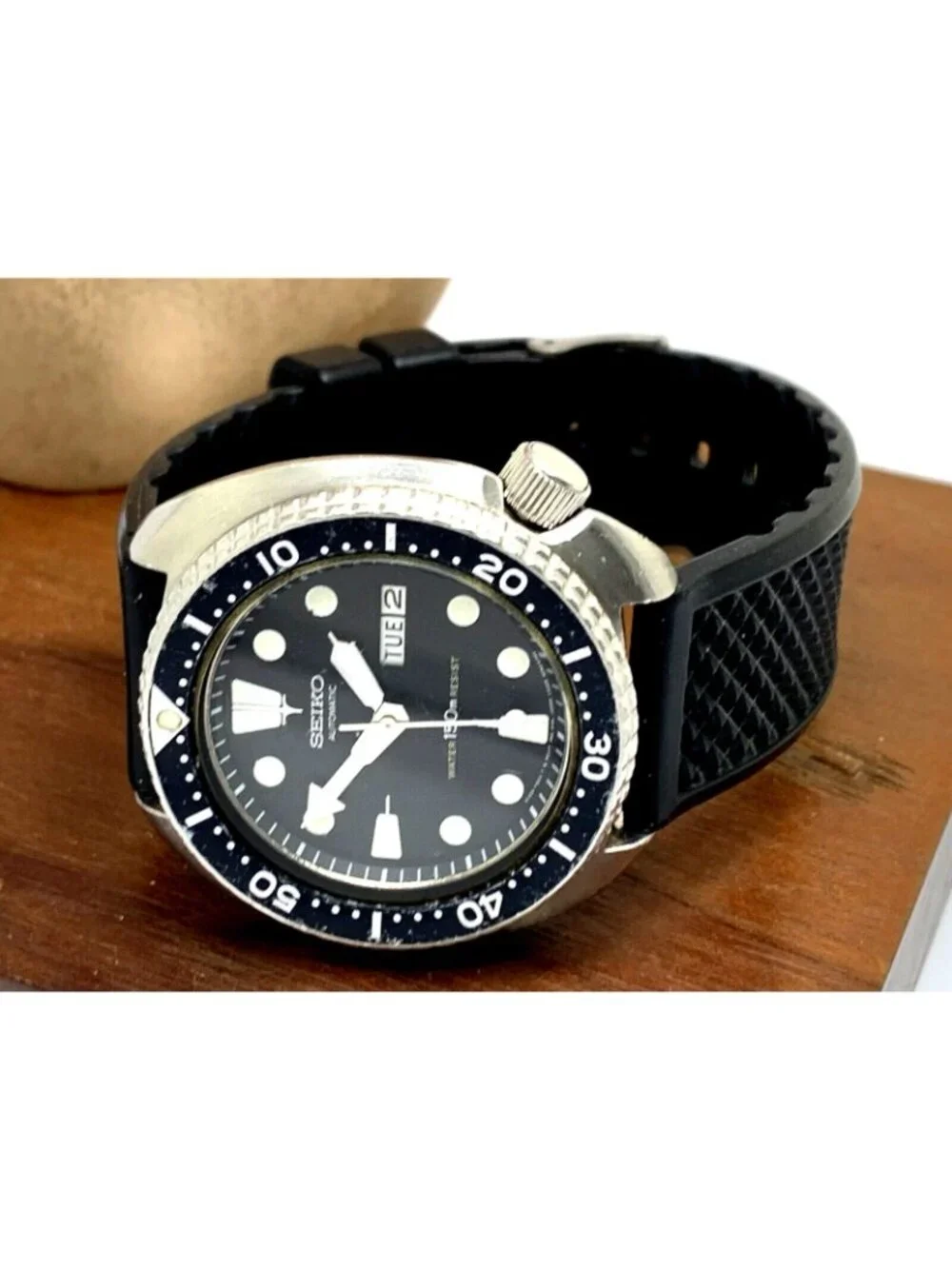 Seiko Men's Watch 6309-7049 Vintage Diver 1980'S Automatic Black Dial Day Date
